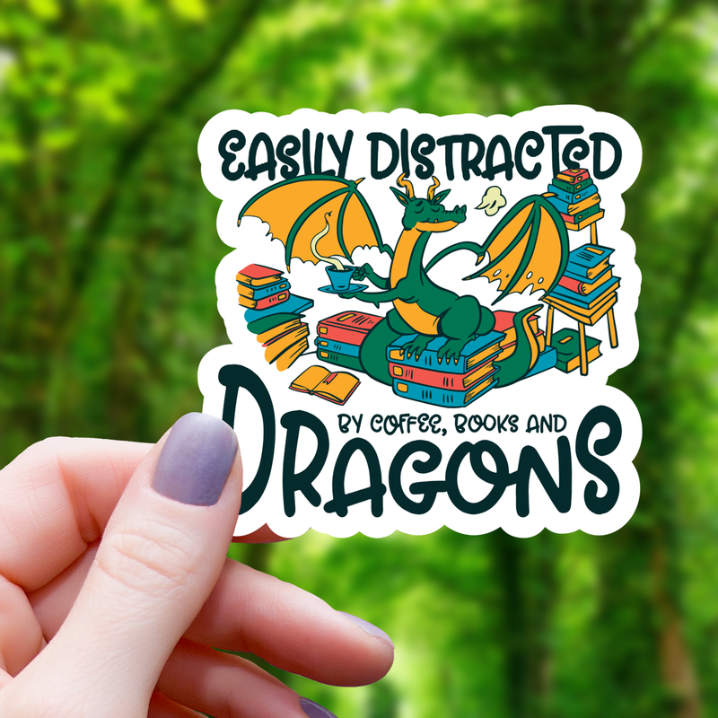 Distracted by Coffee Books Sticker - 3