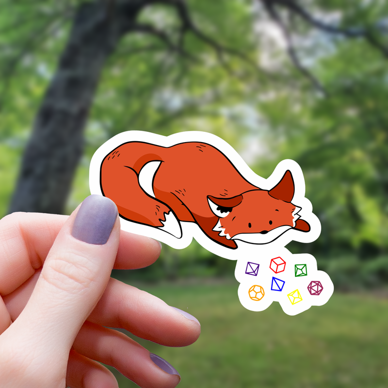 Fox Player Throwing Dice Tabletop Sticker - 3