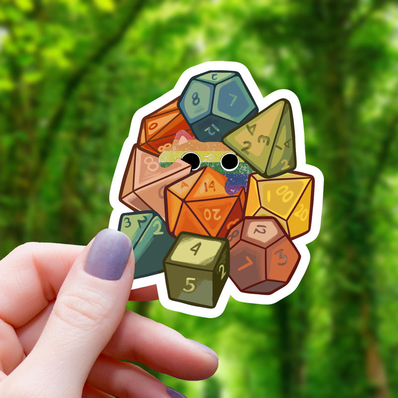 Pride Cat Amongst Dice Sticker - 3