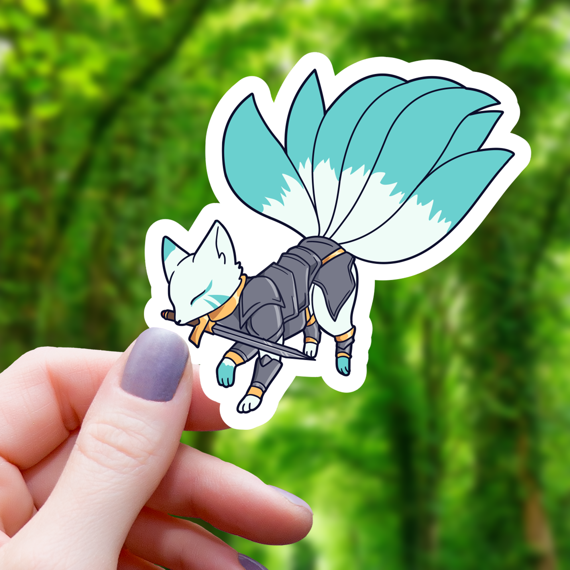 Fighter Kitsune RPG Inspired Sticker - 3