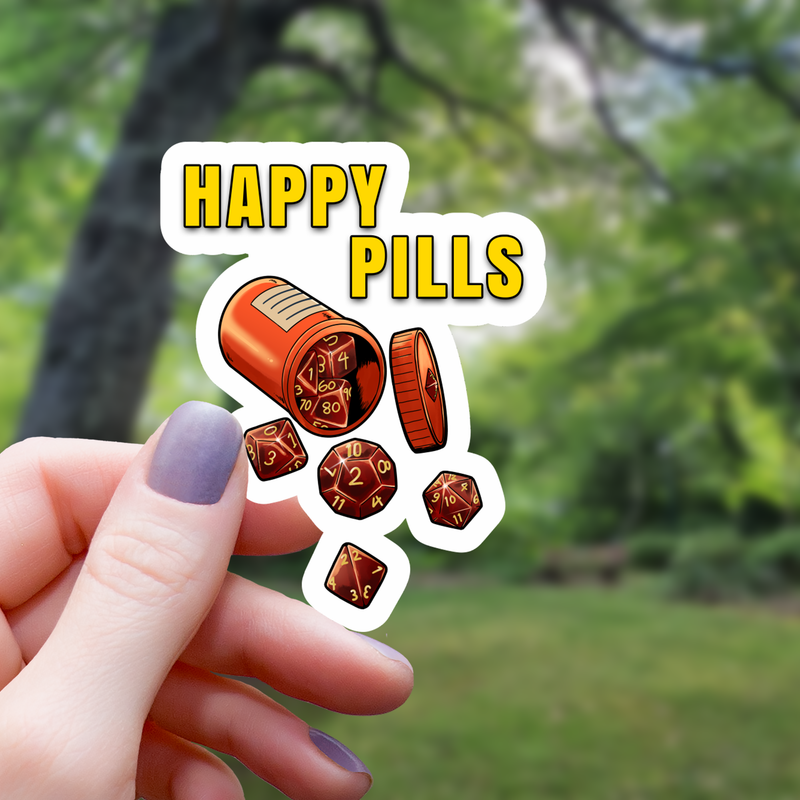 Happy Pills Polyhedral Dice Sticker - 3